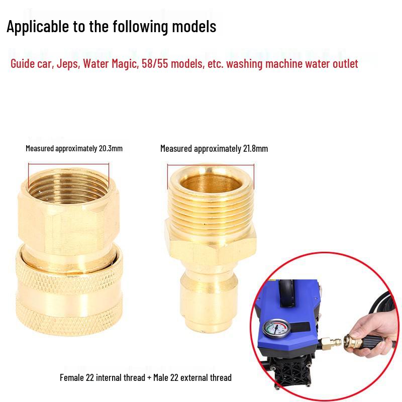 High-Pressure Water Gun Quick Connector for Car Washer, Pipe Cleaning Machine, Copper Accessories