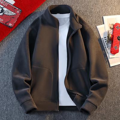 Veste polaire double face pour homme Col montant Veste d'automne Haut polaire décontracté ample Gilet pull polaire plus