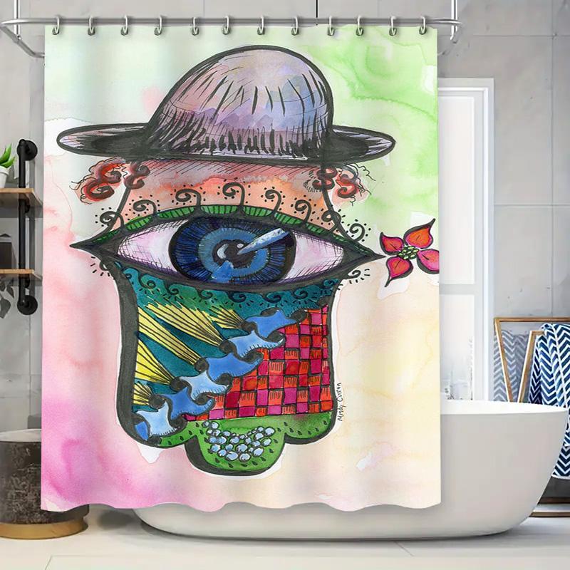 Colorful Printed Shower Curtain With Eye Design For Bathroom Decor Waterproof Fabric Home Decor Item 48X72In/120Cmx183Cm (Green)