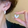 iF ME Módní smaltované bílé náušnice s odkapávanou glazurou ve tvaru srdce pro ženy doplňky šperky