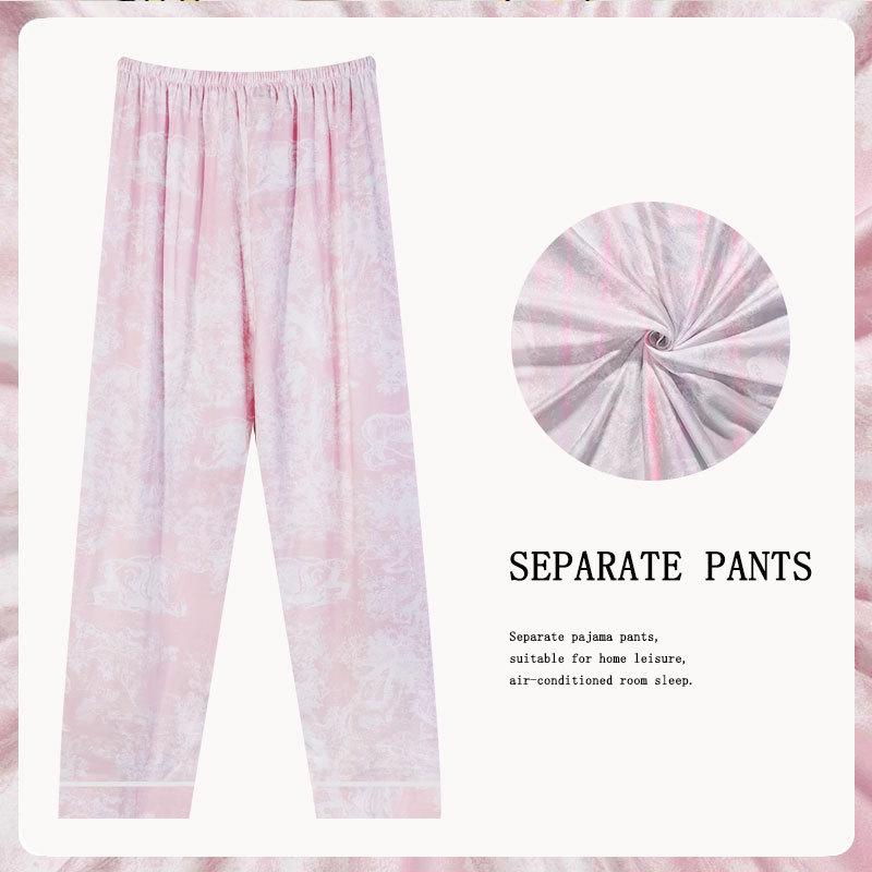 Spring/Summer Retro Floral Print Pajama Pants - Women's Korean Style, Suitable for Casual Wear, Loose Fit, Ideal for Spring and Autumn.
