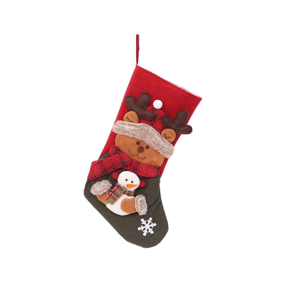 

New Christmas Stocking Socks Candy Bag For Stairs Fireplace Snowman Santa Elk Pattern Xmas Tree Hanging Ornament Christmas Gift