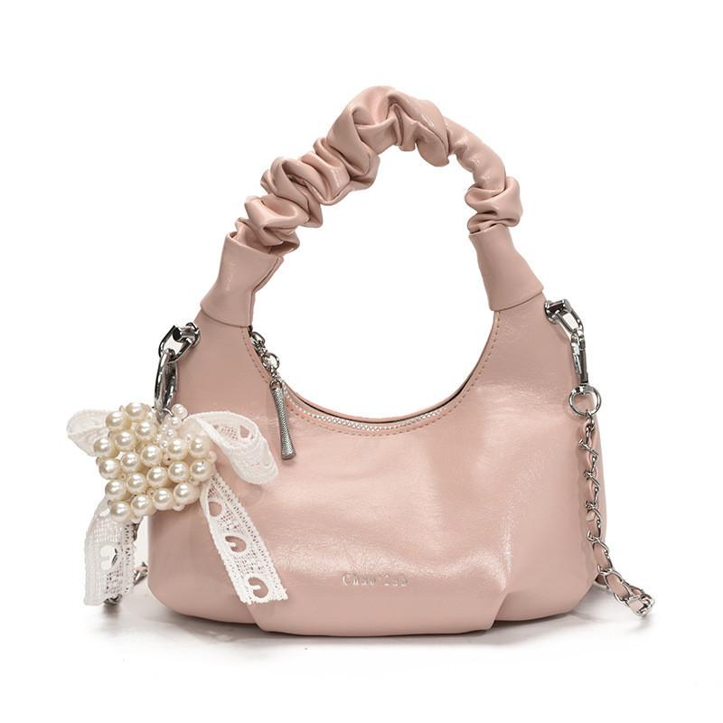 

Pu Chain Strap Crossbody Purse With Soft Structure For Casual Outings рожевий