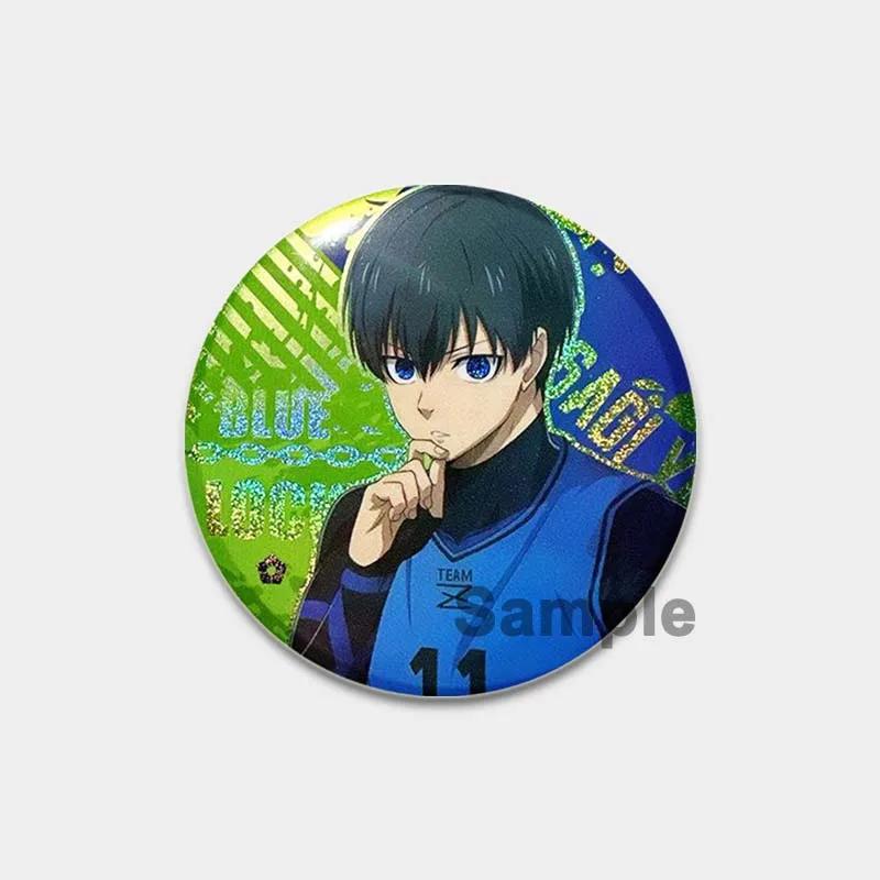 32/44/58 mm runder Anime-Anstecker mit blauem Schloss, Zeichentrickfigur Isagi Yoichi, Brosche, individuell anpassbar, Snap-in-Abzeichen, Cosplay-Zubehör, Schmuck, Geschenke