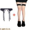 2Pcs Women'S Adjustable Non-Slip Stockings High Waist Garter Belt Plus Size Sock Set Lace Mesh Suspender One-Piece Pantyhose Xxl