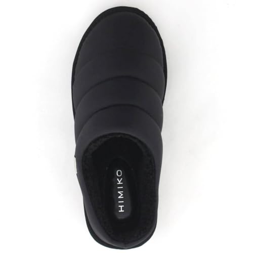 HIMIKO Quilted Boa Clogs, Black, Size M, 640011, Warm Slip-On Down Sandals for Fall/Winter