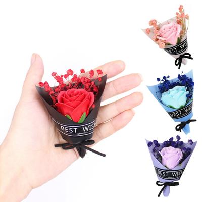 Romantic Mini Rose Bouquet Dried Flower Realistic Delicate Texture Floral Bath Petals Artificial Flower Soap