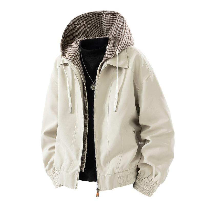 

Autumn and winter new baseball jersey men s trendy brand loose hooded leather jacket jacket street leather motorcycle clothing 4XL