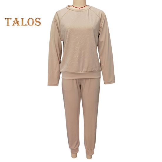 2 Teile/satz Frauen Top Hosen Anzug Strass Dekor O Hals Langen Ärmeln Patchwork Sport Sweatshirt Elastische Taille Hose Fitness Outfit Herbst frühling