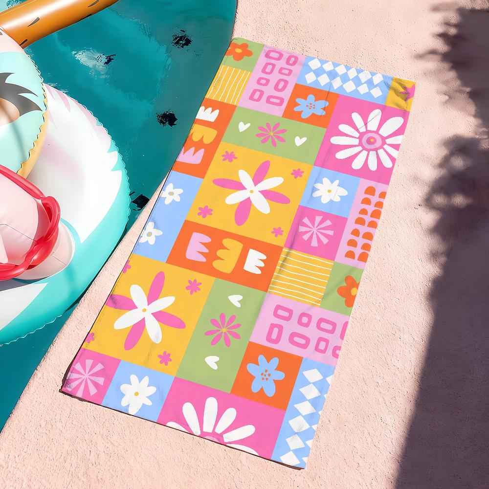 Kids Patchwork Towel Towels For Beaches Yoga Studios Gyms Hot Springs Swimming Pools And Picnics
