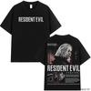 Camiseta do Jogo Resident Evil Biohazard para Homens Mulheres Leon Kennedy 100% Algodão Camisetas Tops Oversized Roupas Y2k