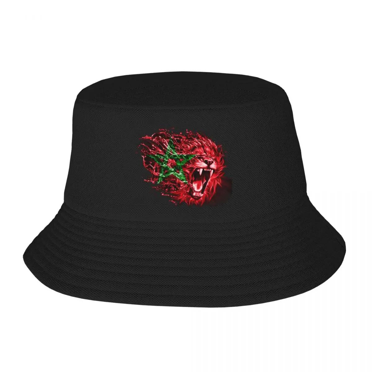 

Custom Moroccan Flag Morocco Lion Bucket Hat for Women Unisex Printed Summer Travel Beach Outdoor Camping Cap Bucket Hat