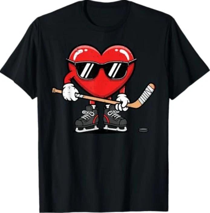 Valentines Day Ice Hockey Heart T-Shirt 3XL