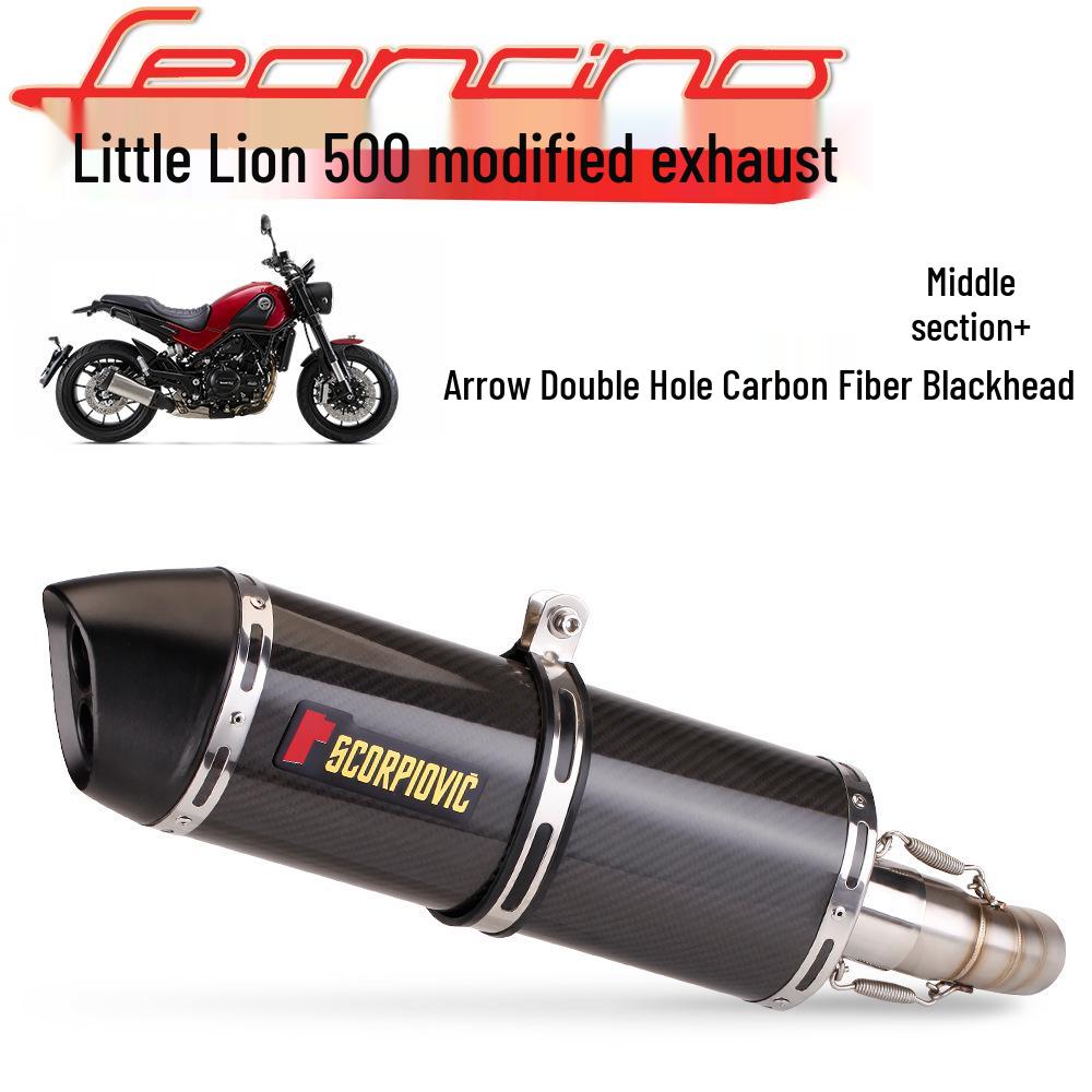 Benelli Leoncino 500 Carbon Fiber Mid-Section Tail Exhaust Pipe, Easy Installation.