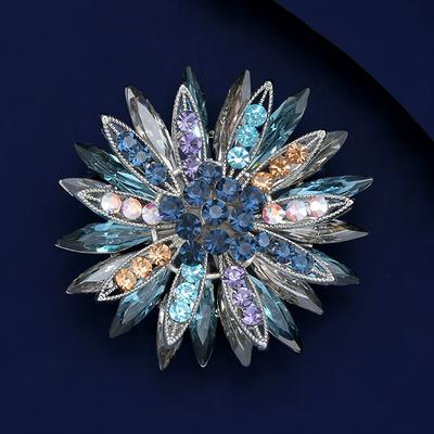 Exquisite Sonnenblumen Brosche Hochwertige Damen Leichter Luxus Kristall Brosche Anstecker Kleidung und Accessoires