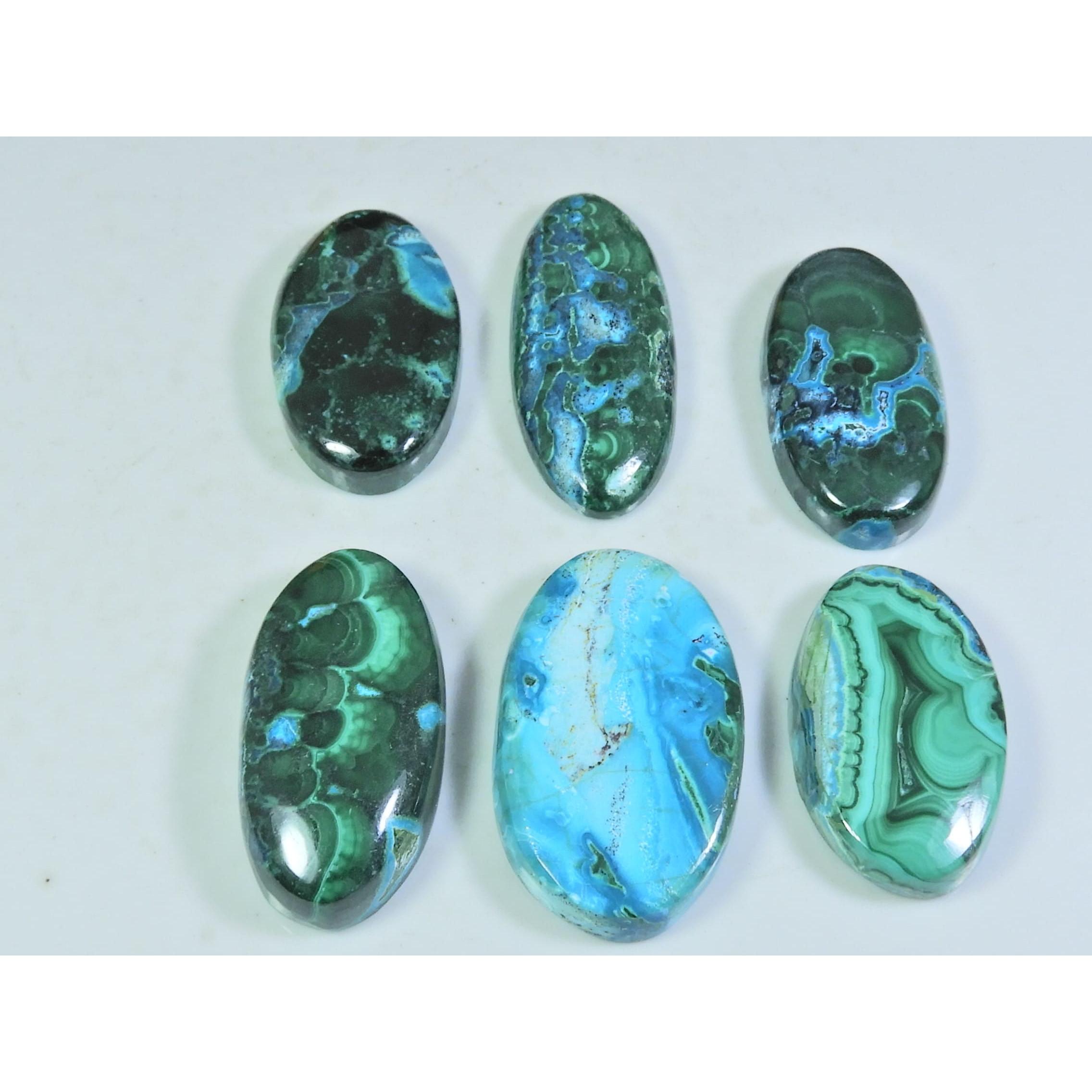 

17X29-20X34MM Natural Chrysocolla Malachite Oval Cabochon Gemstone 06Pcs Lot C-155