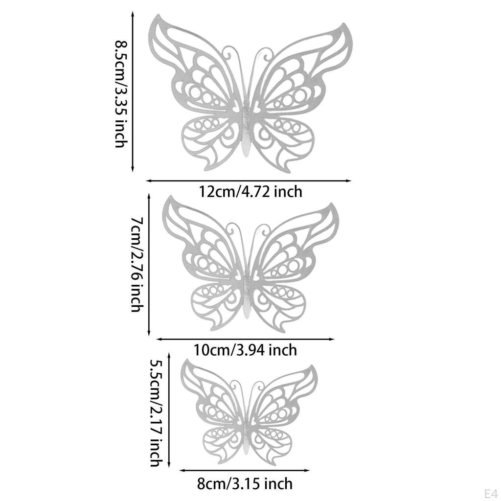 12 Count 3D Hollow Butterfly Wall Stickers for Event Decoration in Multiple Sizes