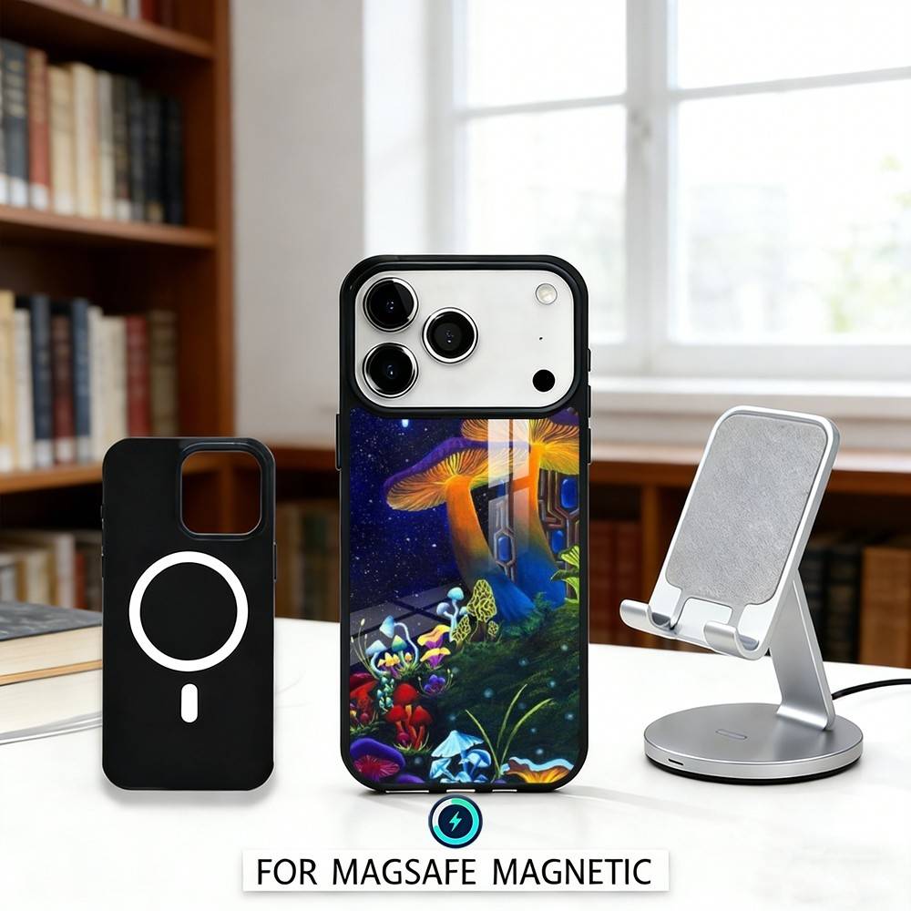 P-Psychedelic C-Colored M-Mushroom Phone Case For iPhone 17,16,15,14,13,12,Pro,Max For Magsafe Magnetic Wireless Charging