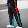 Men's Funky Pants Casual Colour Block Button Trousers Sweatpants Men's Straight Legs