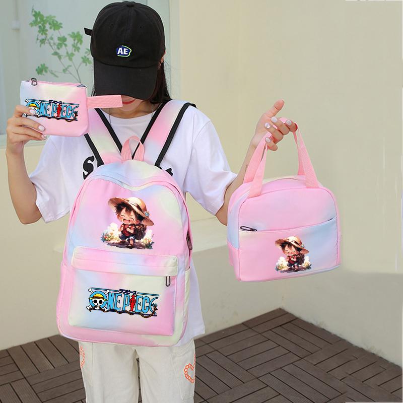 3Pcs/set Anime One Piece Backpack for Girls Boys Back To Schoolbag with Lunch Bag Student Bookbag Men Women Travel Bag Mochil
