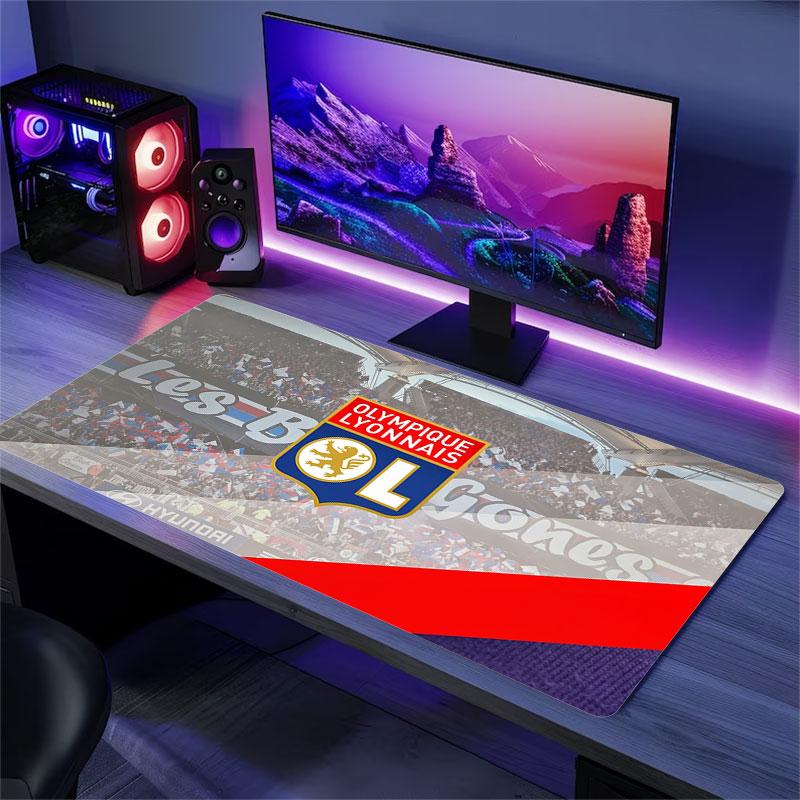 Olympique Lyonnais Football Team Mouse Pad, Large Gaming Desk Mat, Non-slip XXL Mousepad for Laptop & Tablet, Mini PC Playmat with Stitched Edges
