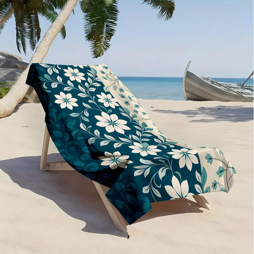 Vintage and exquisite flowers polyester microfiber beach towel is highly absorbent, suitable for swimming and beach outings