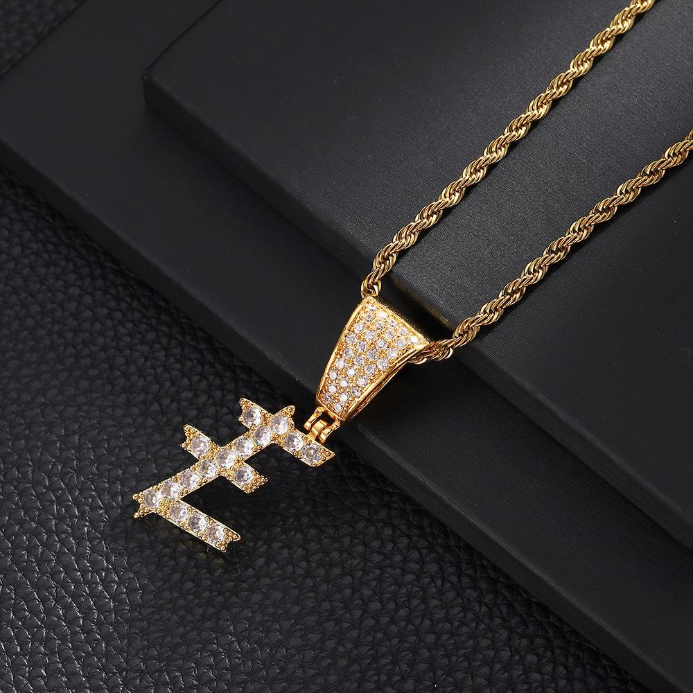 26 English Women'S Letter Pendants Necklace Twist Chain Zircon Letter Pendants Jewelry