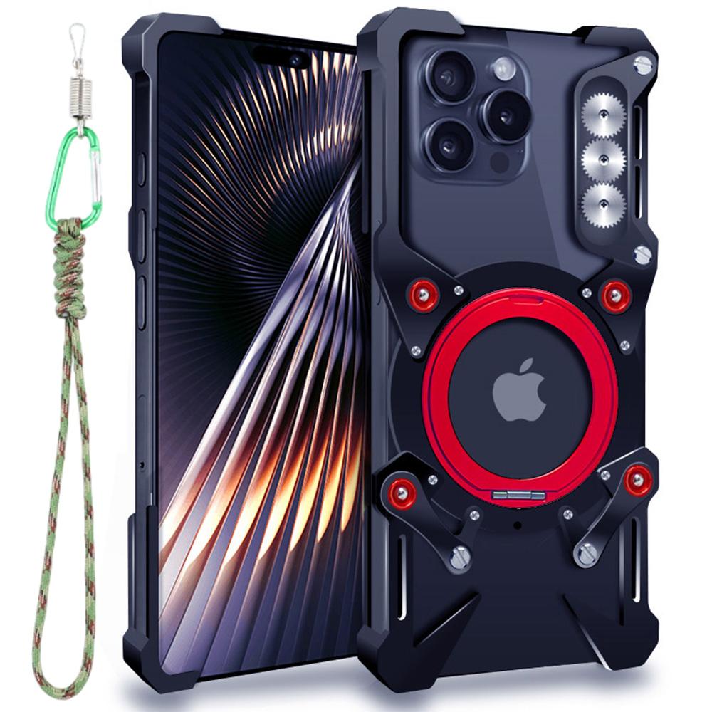 

Bumper Case For iPhone 16 Plus/15 Plus/15 Pro Max/14 Plus/14 Pro Max/13 Pro Max/12 Pro Max , Kickstand Aluminum Alloy Magnetic Phone Cover A