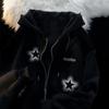 Nieuwe Retro Graffiti Sterrenprint Capuchon Rits Jas Collectie Lente En Herfst Casual Mode Trends Veelzijdig Luie Stijl