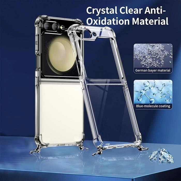 Coque de protection - BOOLING - Samsung Galaxy Z Flip 5 - Souple - Transparent/Bleu Marine - AntiChoc