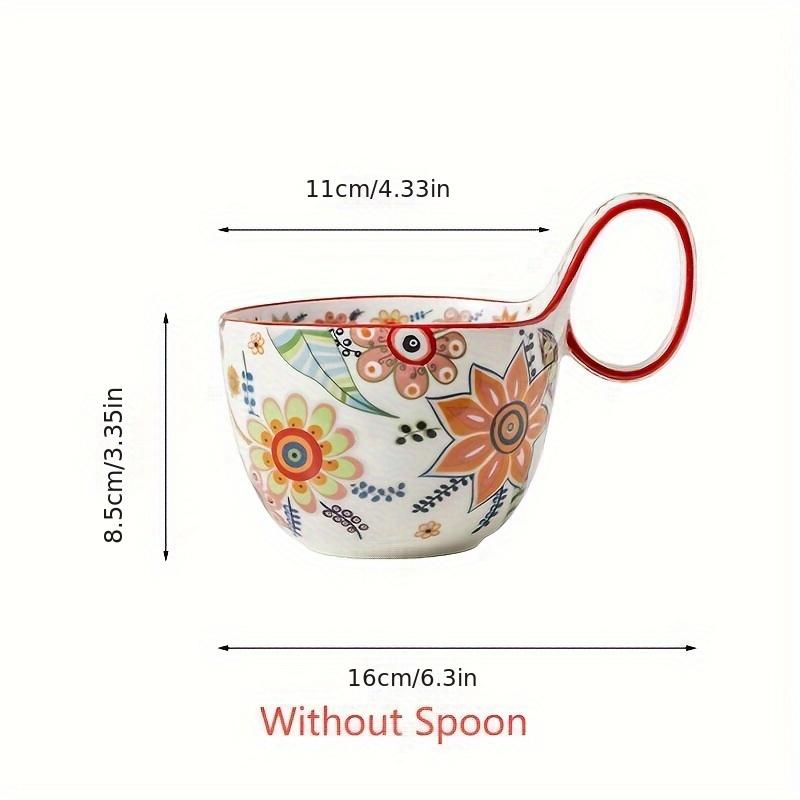 [Ceramic | Bohemian Floral] Microwave Safe Ceramic Coffee Cup |Oval-Shaped | Perfect for Afternoon Tea, Desserts,Single Cup (No Spoon Included)