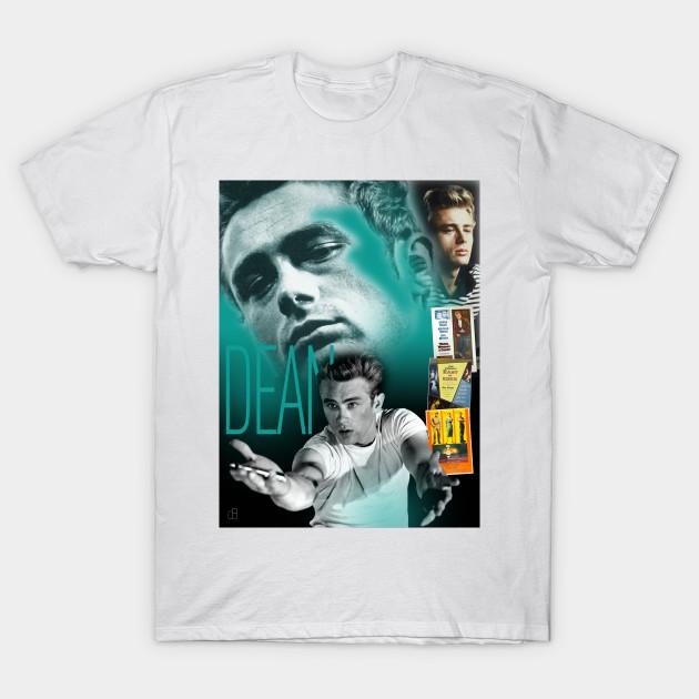 

Men Black Print T-shirt James Dean Collage Portrait No-Cut Transfer Paper Print Cotton Tshirt 3XL білий