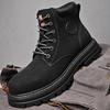 Boots Men High Top Boots Men's Leather Shoes Winter Fashion Plush Warm Shoes Outdoor Sneakers Lace Up Non-Slip Ankle Boots Male
