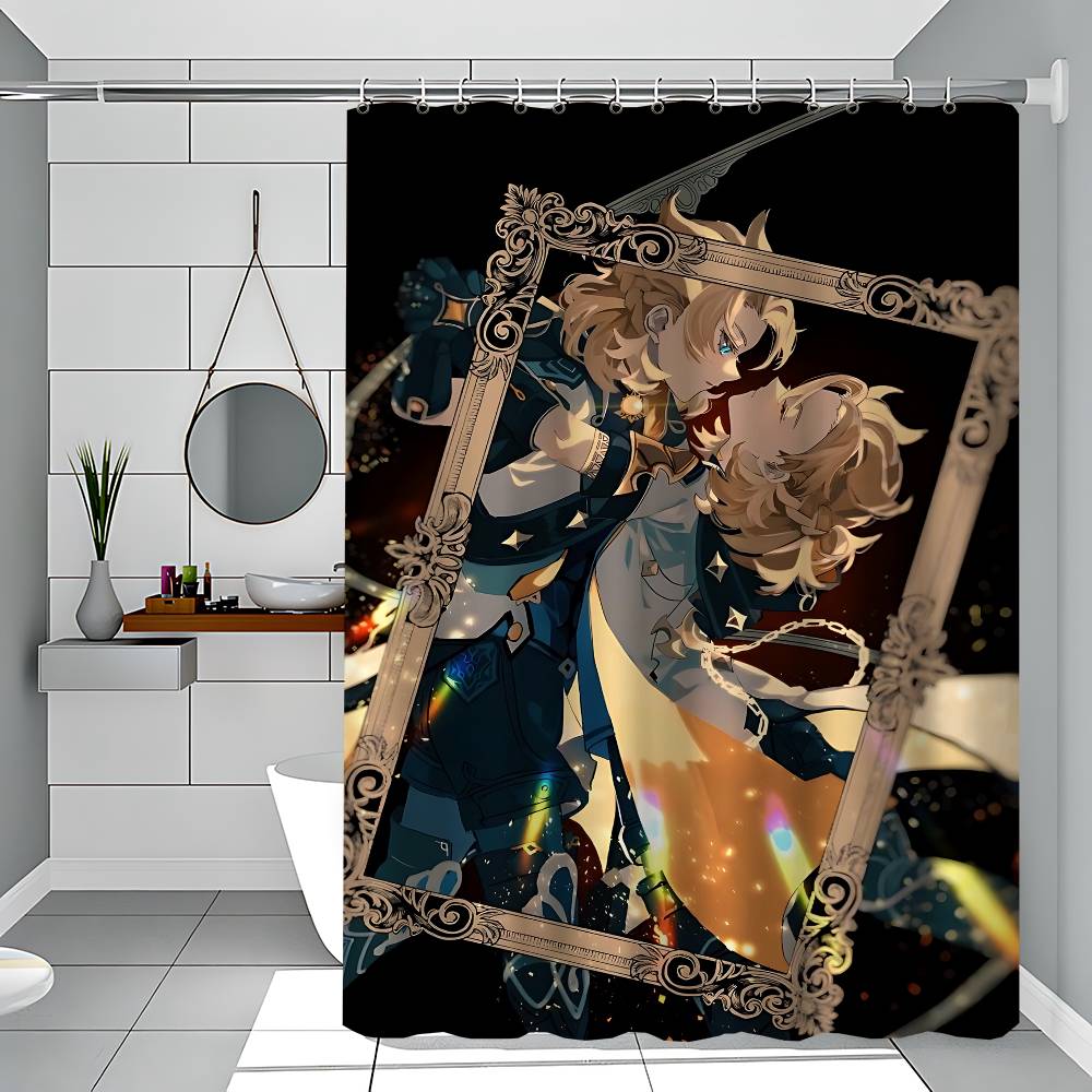 

Genshin Albedo Shower Curtain With Waterproof And Mold Resistant Shower Curtain Polyester Durable Bathroom Screen With Hook 90x180 cm