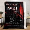 Text overlay with red leaf accents on a dark background. for all seasons blanket lunch break throw gift