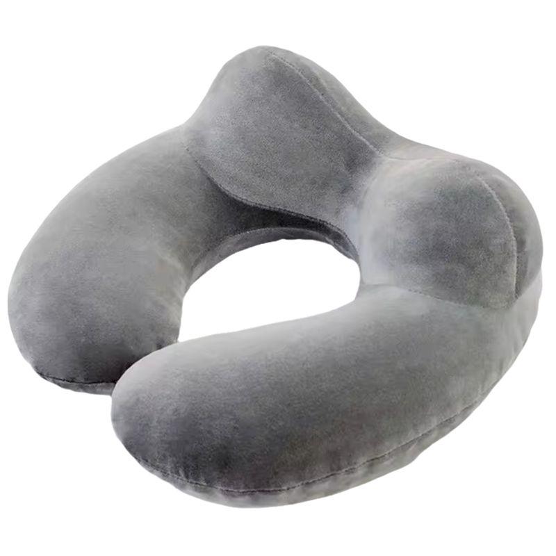 T02C!U-Shaped Travel Pillow Inflatable Neck Pillow Protect Cervical Vertebra Travel Accessories Comfortable Sleeping Pillow серый