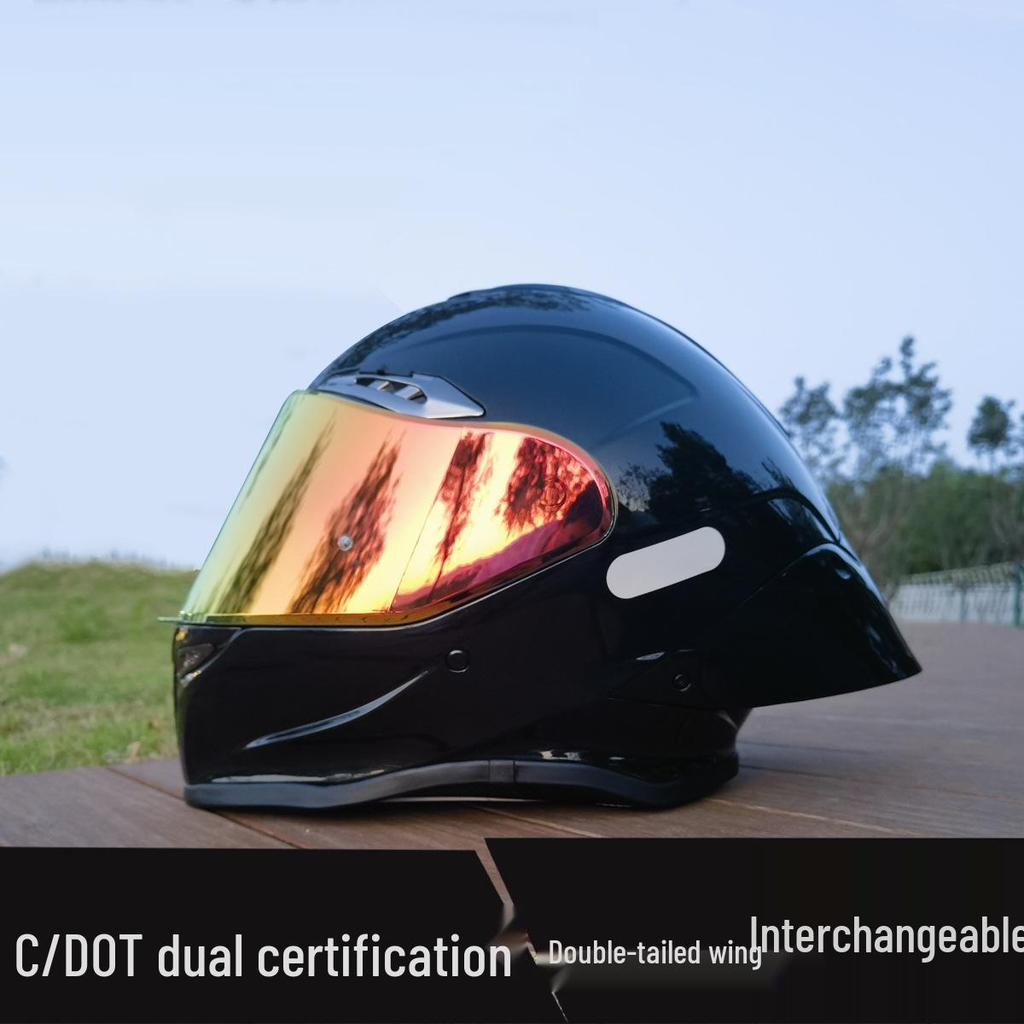 NBTK R50 DOT Full Face Helmet with Large Spoiler for Sportbikes & Cruisers - Spring/Autumn Use