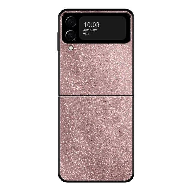 For Samsung Galaxy Zflip Z Flip3 5g Flip Zflip3 Phone Case Black Cases Hard Pc Rose Pink Pattern Bling