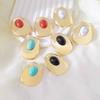 Geometrische Unregelmäßige Runde Hängeohrringe für Damen Temperament Inlay Oval Exquisiter Steinschmuck Urlaubs-Schmuck Geschenke