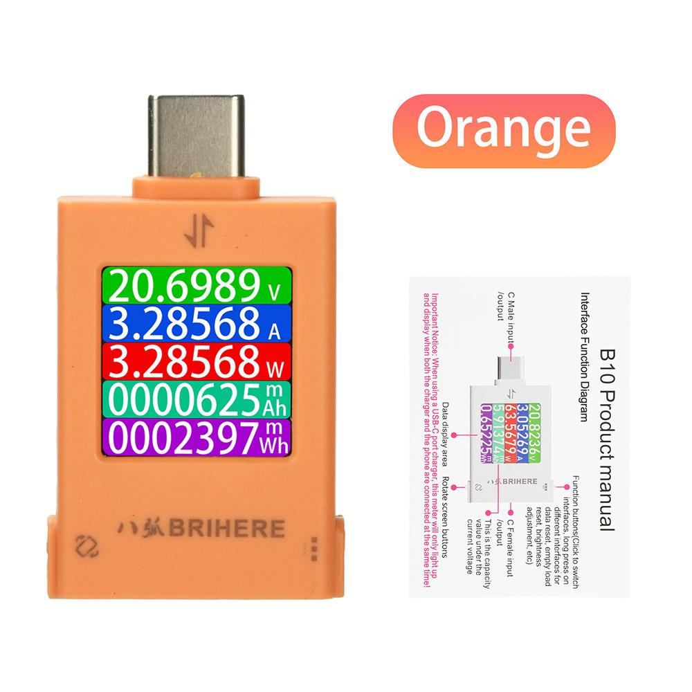B10 DC4.5-50V Type-c Multi-function Digital Display Voltage Ammeter Power Meter Cell Phone Charging Tester Detector 600W 12A Max