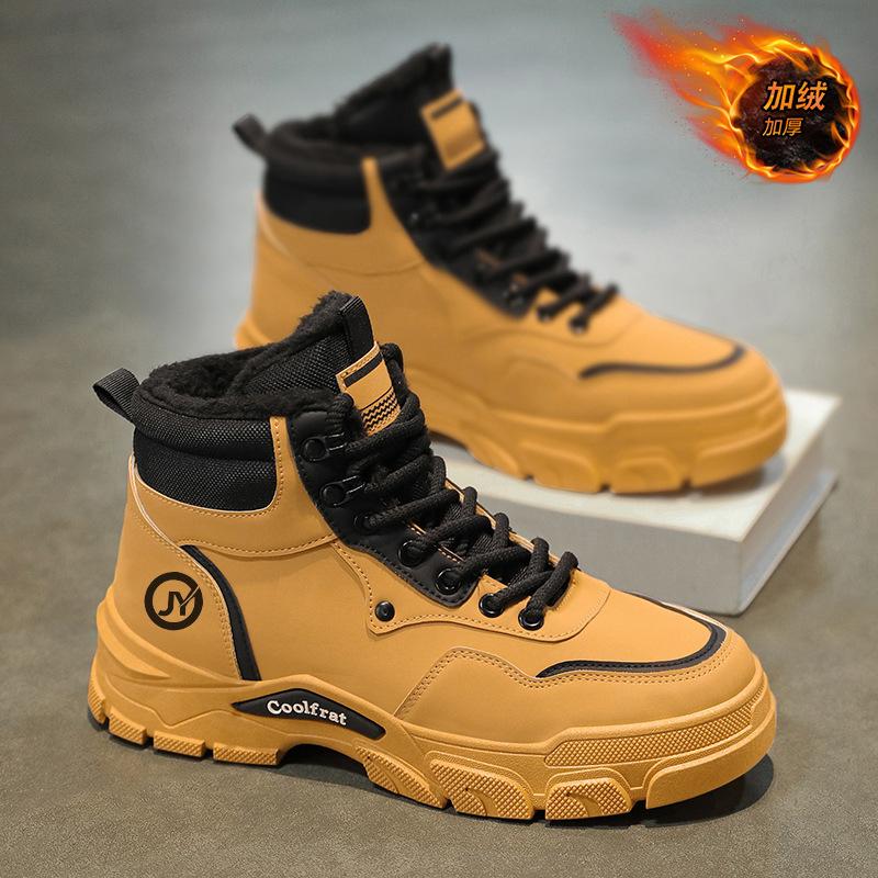 

Зимние бархатные ботинки Мартин на высокой платформе, мужские ретро универсальные рабочие ботинки на толстой подошве, утепленные хлопковые ботинки, короткие ботинки 39