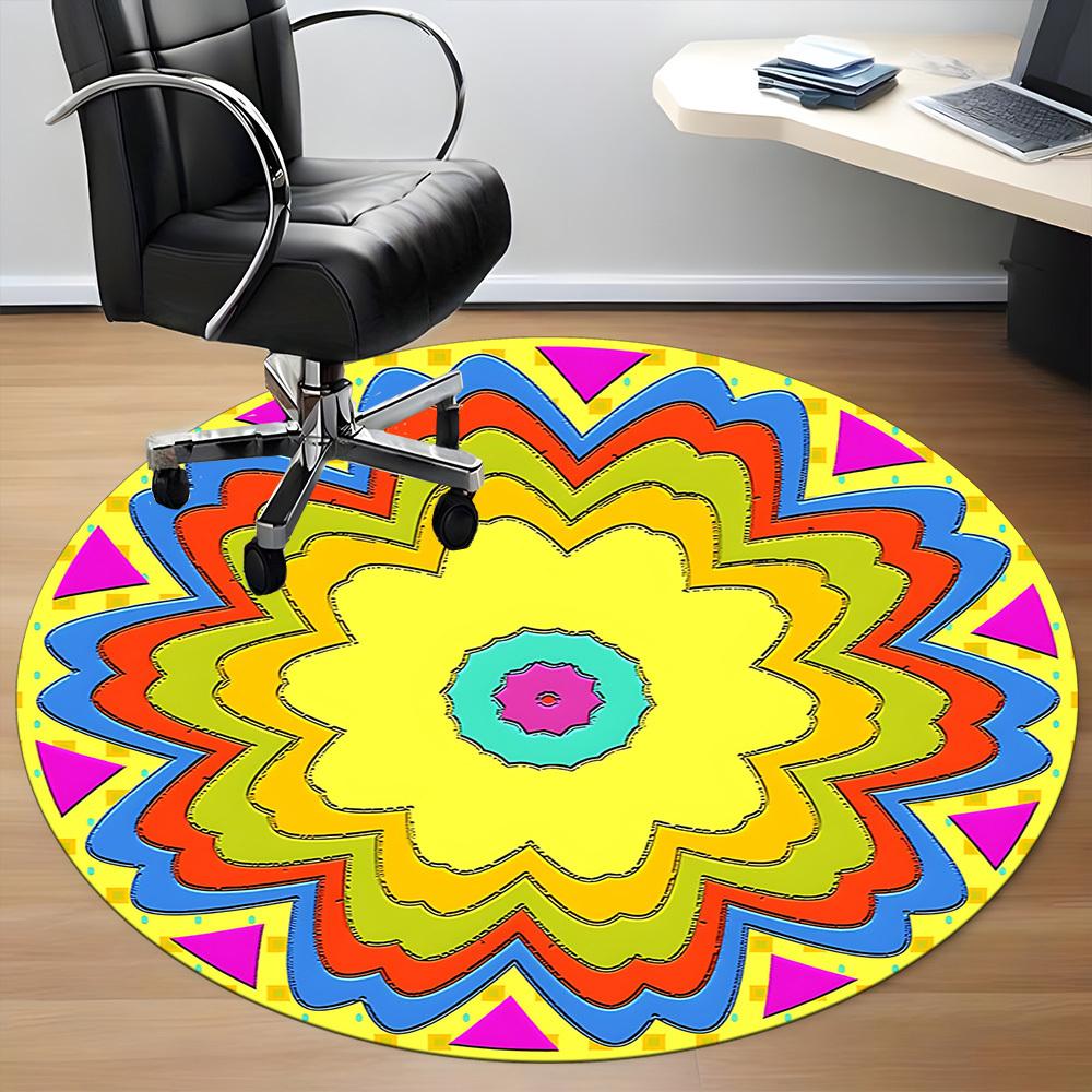 1pc Flower Mandala Chair Carpet for Office - Durable, Ideal for Chair Mats, Stylish & Functional Decorative Rug yy260130048