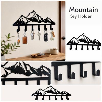 Metall-Gebirge Wandhakenleiste mit sechs Haken für Zuhause Schlüssel Handtuch Aufbewahrung Kreativer Über-Tür-Organizer-Ständer
