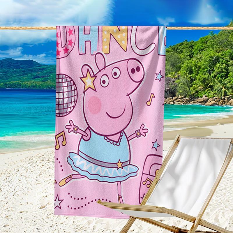 Dance Party With Peppa Microfiber Beach Towel, Lightweight And Quick-Dry, for Summer Travel, Beach Essential, Swimming Pool Outdoor