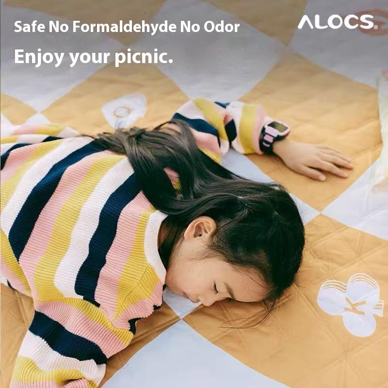 Alocs 200×180cm Thick Camping Mat - Waterproof Aluminum Bottom & Machine Washable, Portable Picnic Mat with Carry Bag Skin-Friendly
