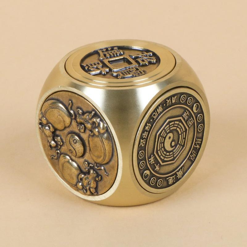 Rotatable Brass Six-sided Swivel Handle Wholesale Hand-cranked Money Handle Objects Antique Feng Shui