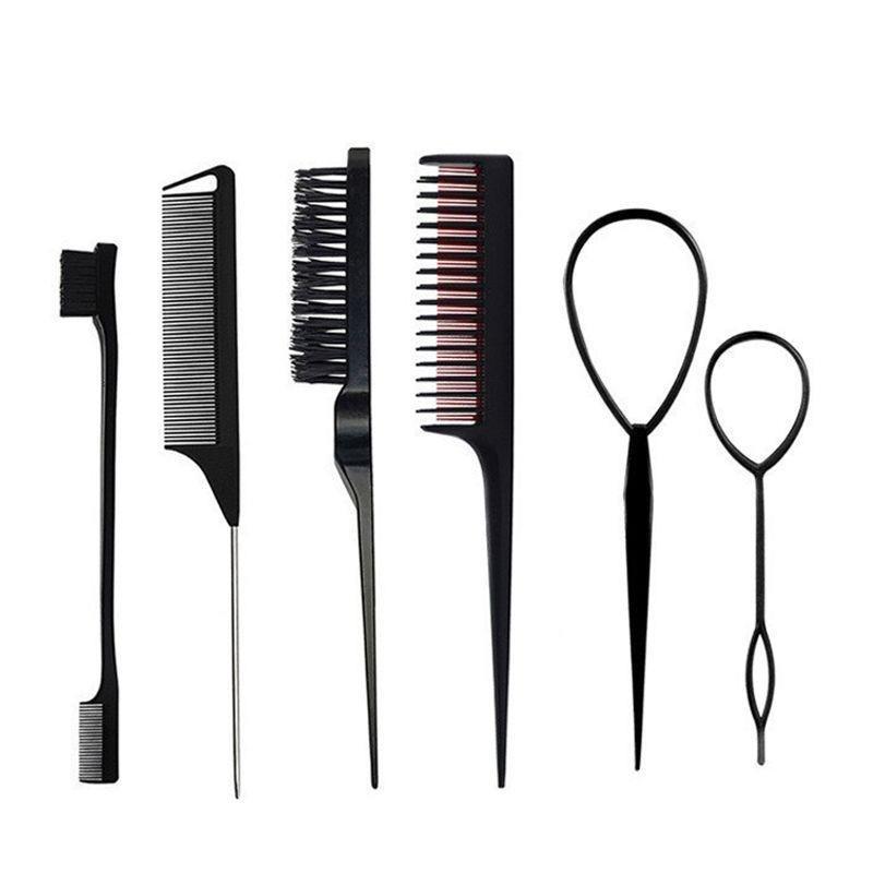 

International Hairdressing Toolkit: 10-Piece Set with Teasing Comb, Highlighting Rat-Tail Comb, Eyebrow Brush, Hair Clips, and Pins