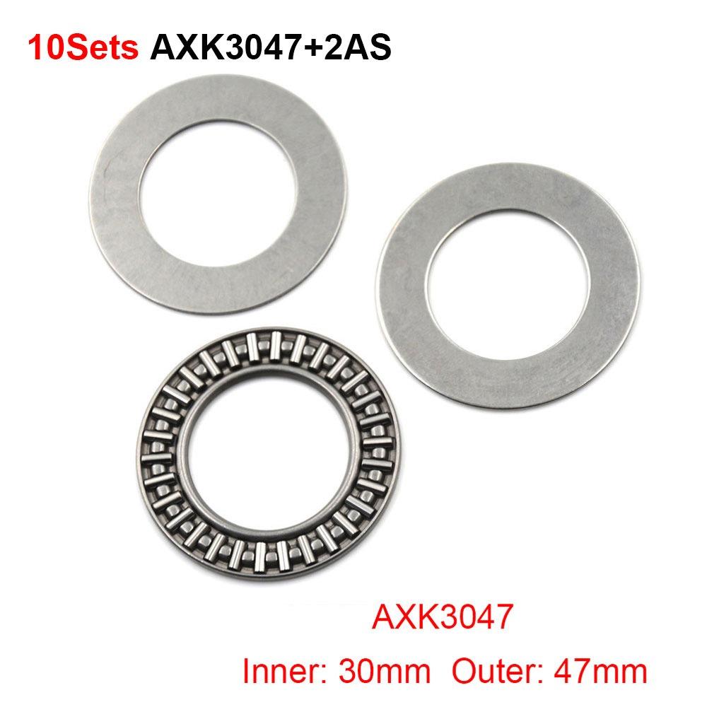 10Sets Chrome Bearing Steel Flat Needle Roller Bearing for Plane Axial Bearing Replacement