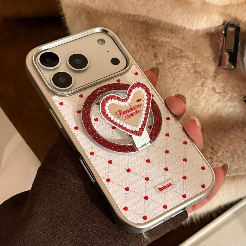 Herzförmige Stand-Handyhülle für iPhone 16, iPhone 17, iPhone 17 Pro Max