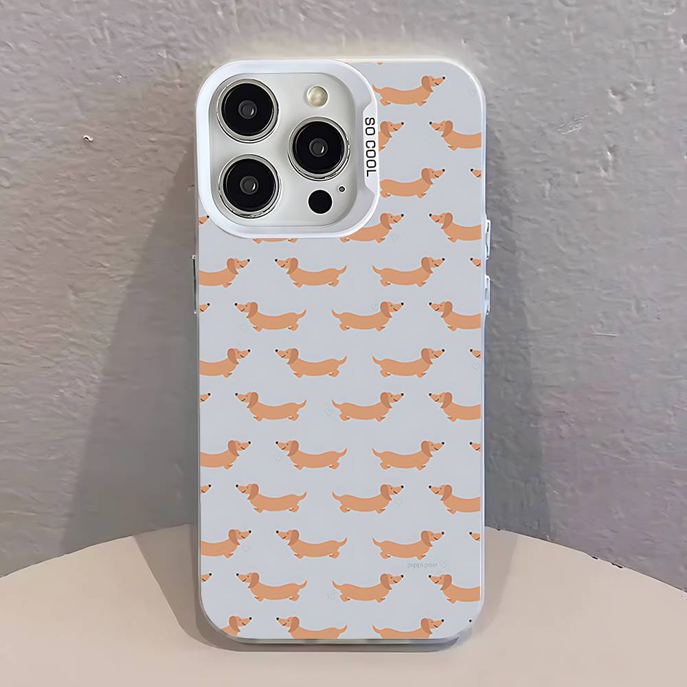 Animal Dachshund Dog Cute Phone Case For iPhone 12,16,17,14,13,15,11,Pro,XS,Max,Plus,Mini,SE4,E White Matte Shockproof Cover iPhone16PROMAX